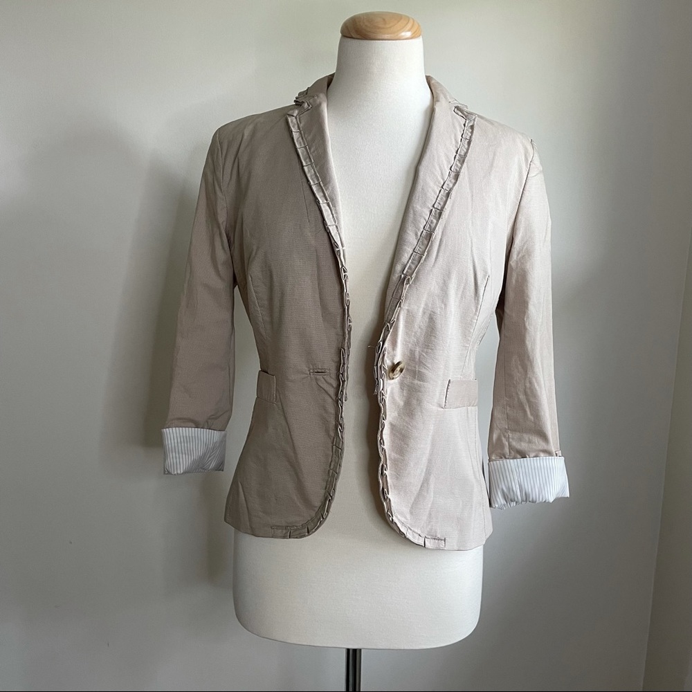 Banana Republic Tan Ruffle Blazer